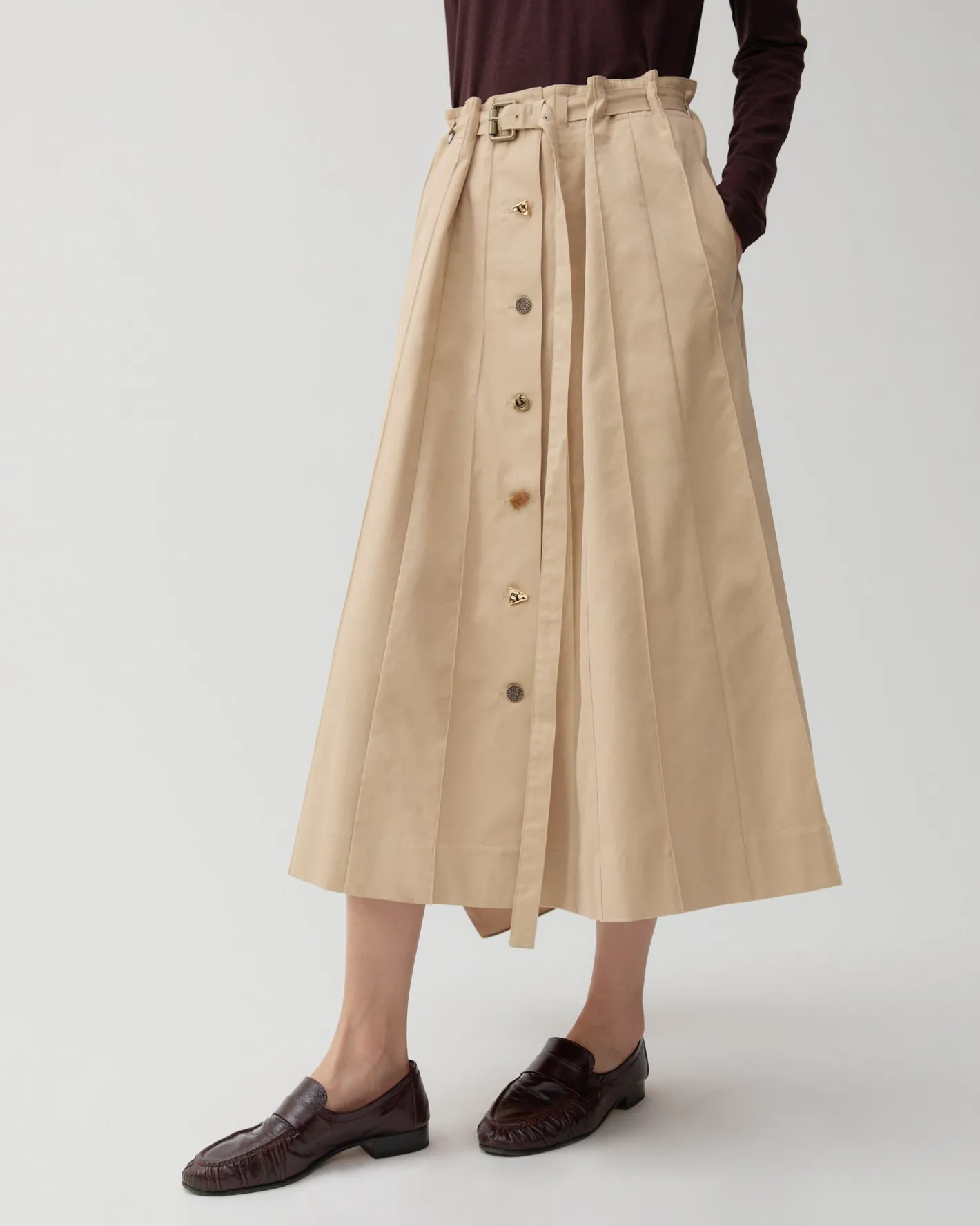 Clearance Noor Skirt Cotton Blend Tan Skirts | Clothing