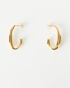 Online Oblong Hoops Gold Plated Earrings