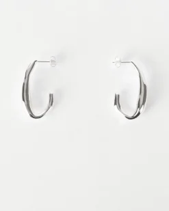 Sale Oblong Hoops Silver Plated Earrings