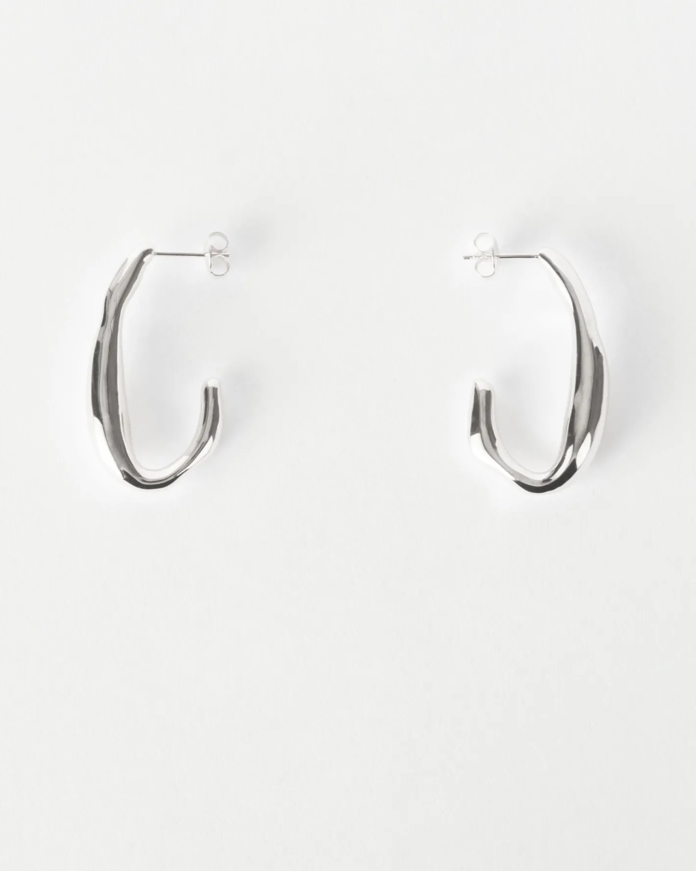 Sale Oblong Hoops Silver Plated Earrings
