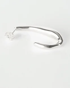 Sale Oblong Hoops Silver Plated Earrings