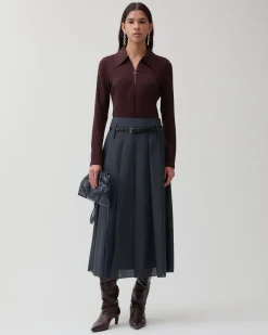 Sale Odette Skirt Wool Blend Suiting Slate Skirts | Tailoring