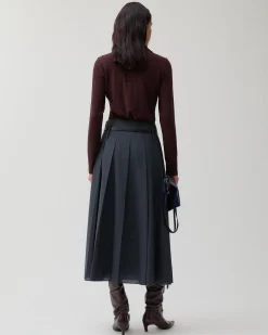 Sale Odette Skirt Wool Blend Suiting Slate Skirts | Tailoring