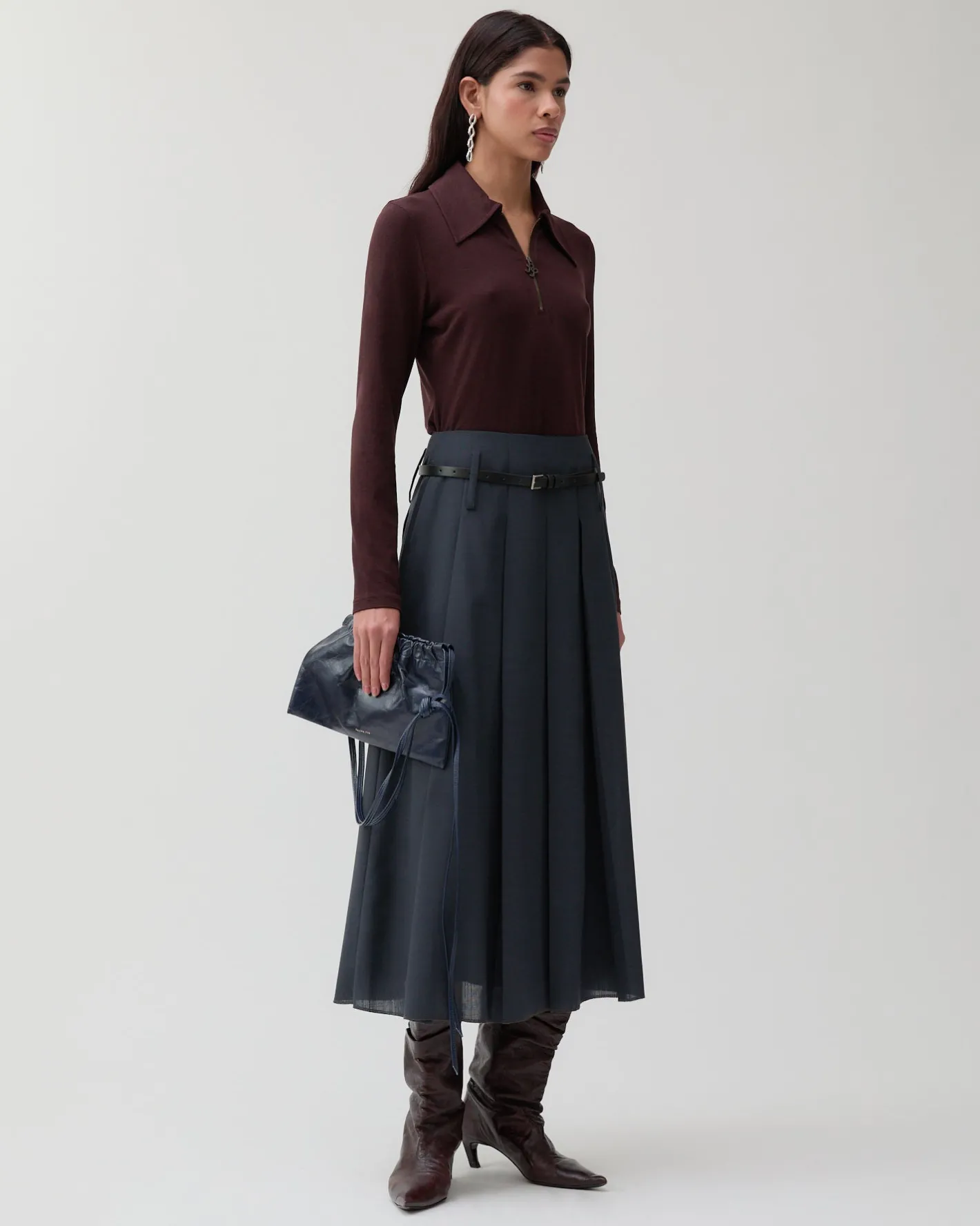 Sale Odette Skirt Wool Blend Suiting Slate Skirts | Tailoring