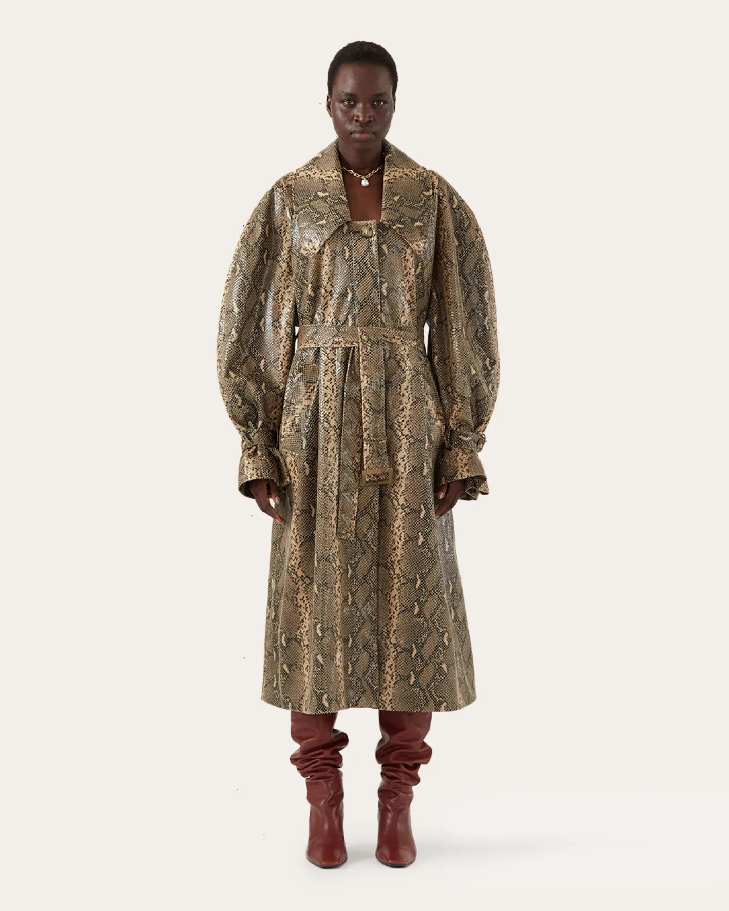 Clearance Oona Trenchcoat Faux Snakeskin Beige Trenches | Trenches
