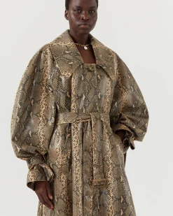 Clearance Oona Trenchcoat Faux Snakeskin Beige Trenches | Trenches