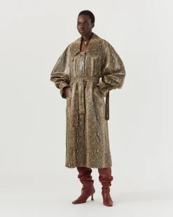 Clearance Oona Trenchcoat Faux Snakeskin Beige Trenches | Trenches