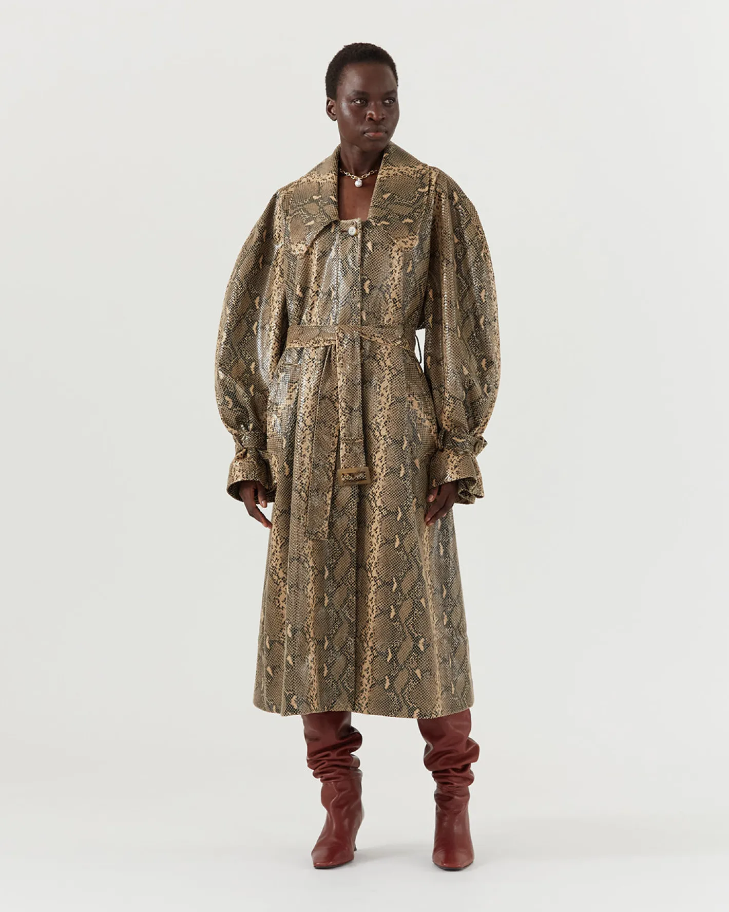 Clearance Oona Trenchcoat Faux Snakeskin Beige Trenches | Trenches