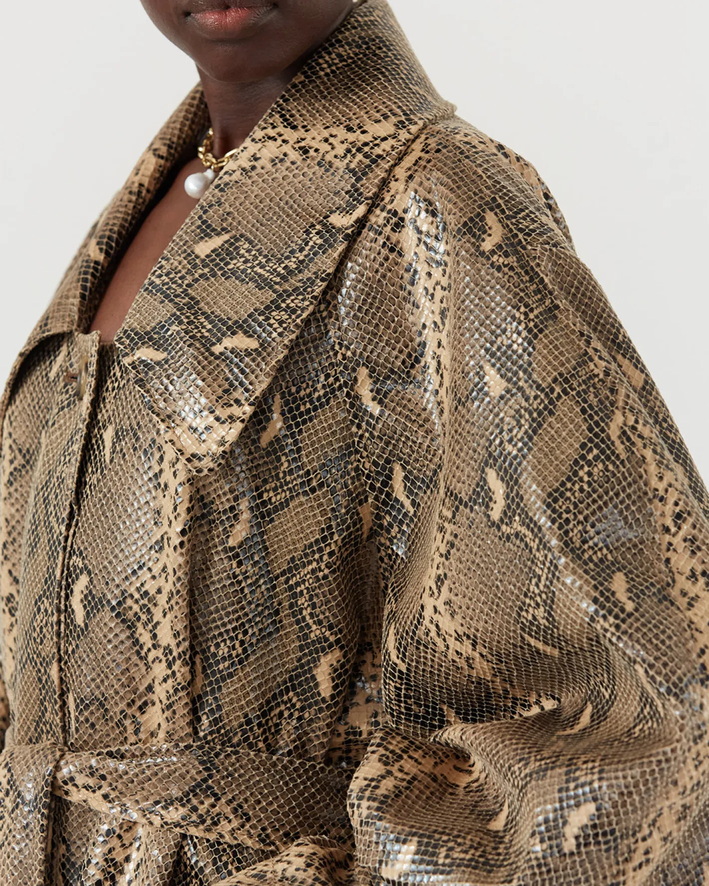 Clearance Oona Trenchcoat Faux Snakeskin Beige Trenches | Trenches