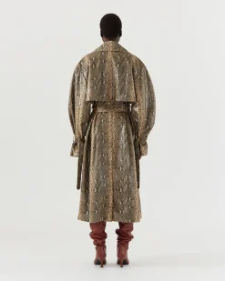 Clearance Oona Trenchcoat Faux Snakeskin Beige Trenches | Trenches