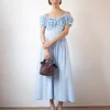 Hot Ophelia Dress Pleated Cotton Blue Dresses | Clothing