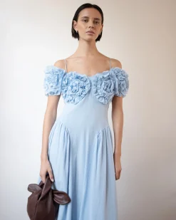 Hot Ophelia Dress Pleated Cotton Blue Dresses | Clothing
