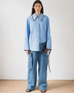 Clearance Parker Shirt Organic Cotton Blue Shirts & Blouses | Clothing