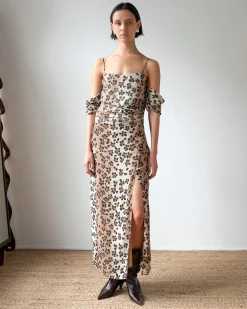 Discount Pauline Dress Viscose Chiffon Print Beige Dresses | Clothing