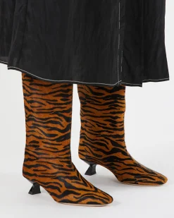 Outlet Pillar Boots Calfhair Print Brown Boots