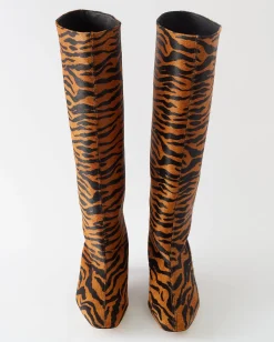 Outlet Pillar Boots Calfhair Print Brown Boots