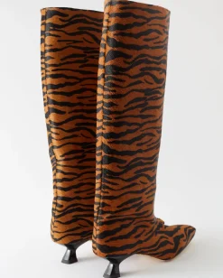 Outlet Pillar Boots Calfhair Print Brown Boots