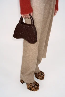 Hot Polly Platform Calfhair Print Brown Heels