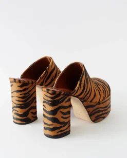 Hot Polly Platform Calfhair Print Brown Heels