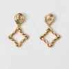 Outlet Rectangle Twirl Earrings Gold Plated Earrings