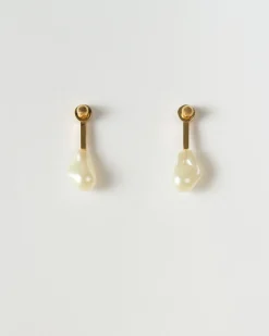 Discount Reverse Droplet Earrings Glass Pearl Gold Earrings