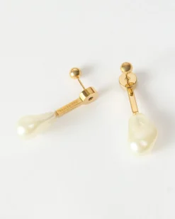 Discount Reverse Droplet Earrings Glass Pearl Gold Earrings