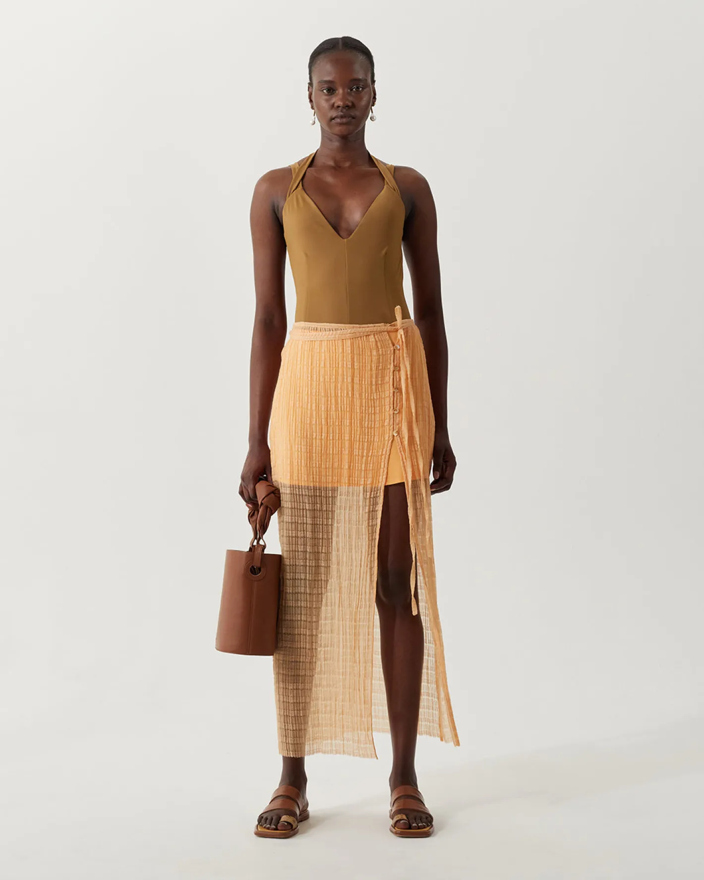 Sale Reya Skirt Silk Blend Peach Skirts | Clothing
