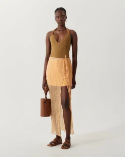 Sale Reya Skirt Silk Blend Peach Skirts | Clothing