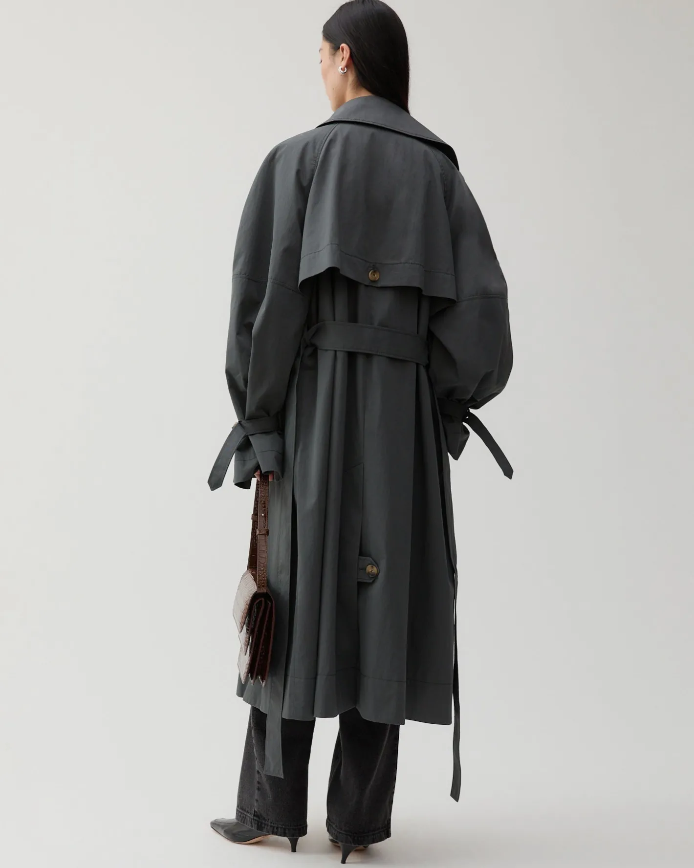 Discount Romy Trenchcoat Cotton Blend Twill Charcoal Trenches | Trenches