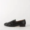 New Ruched Loafer Leather Black Flats