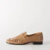 Sale Ruched Loafer Leather Miele Flats