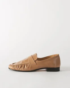 Sale Ruched Loafer Leather Miele Flats