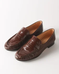 Hot Ruched Loafer Leather Moka Flats
