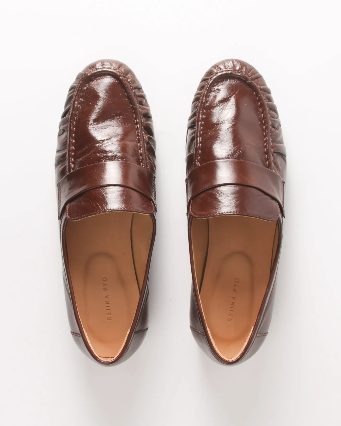 Hot Ruched Loafer Leather Moka Flats