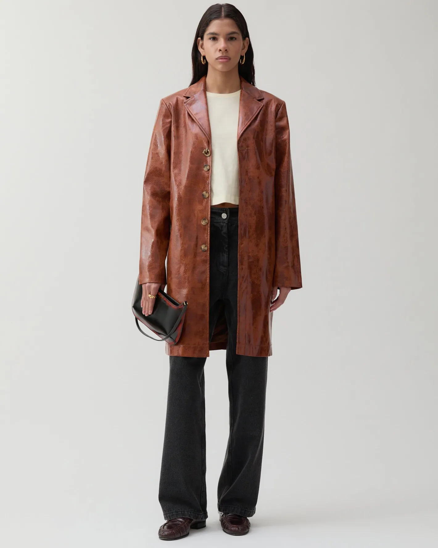 Sale Samantha Jacket Faux Leather Brown Jackets | Jackets