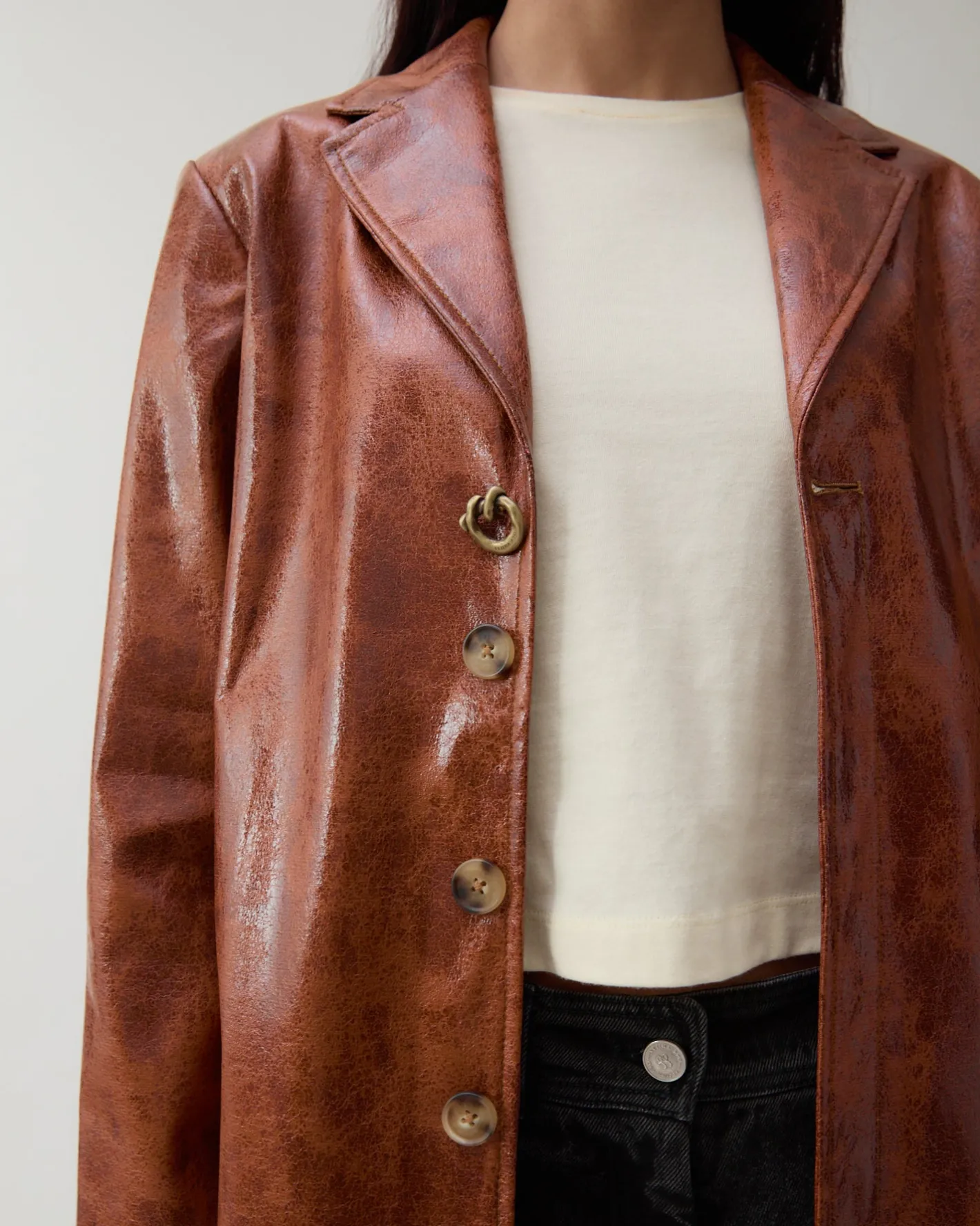 Sale Samantha Jacket Faux Leather Brown Jackets | Jackets