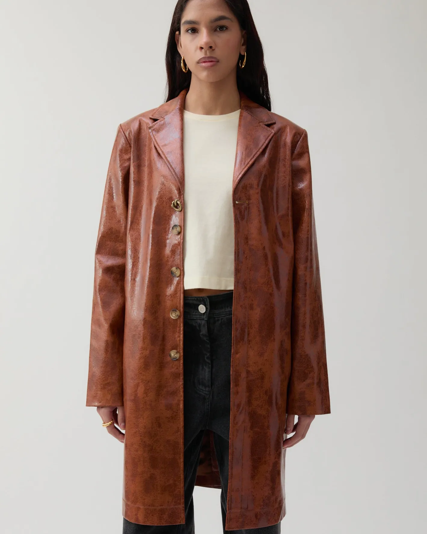 Sale Samantha Jacket Faux Leather Brown Jackets | Jackets