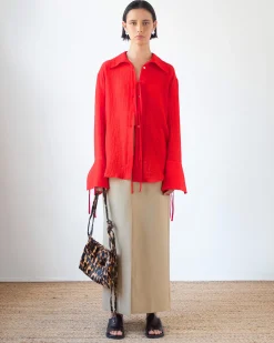 Fashion Saskia Shirt Tencel Blend Red Shirts & Blouses | Clothing
