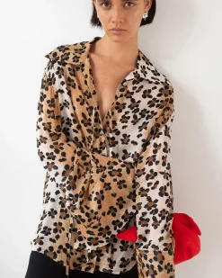 Sale Saskia Shirt Viscose Chiffon Print Beige Shirts & Blouses | Clothing
