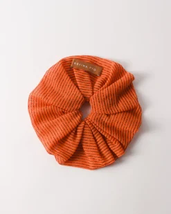 Outlet Scrunchie Mesh Stripe Orange Hair Accessories