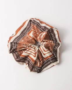 Sale Scrunchie Tencel Print Brown Hair Accessories