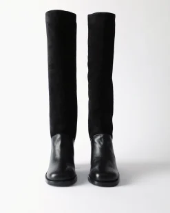Fashion Shania Boots Suede and Leather Black Boots
