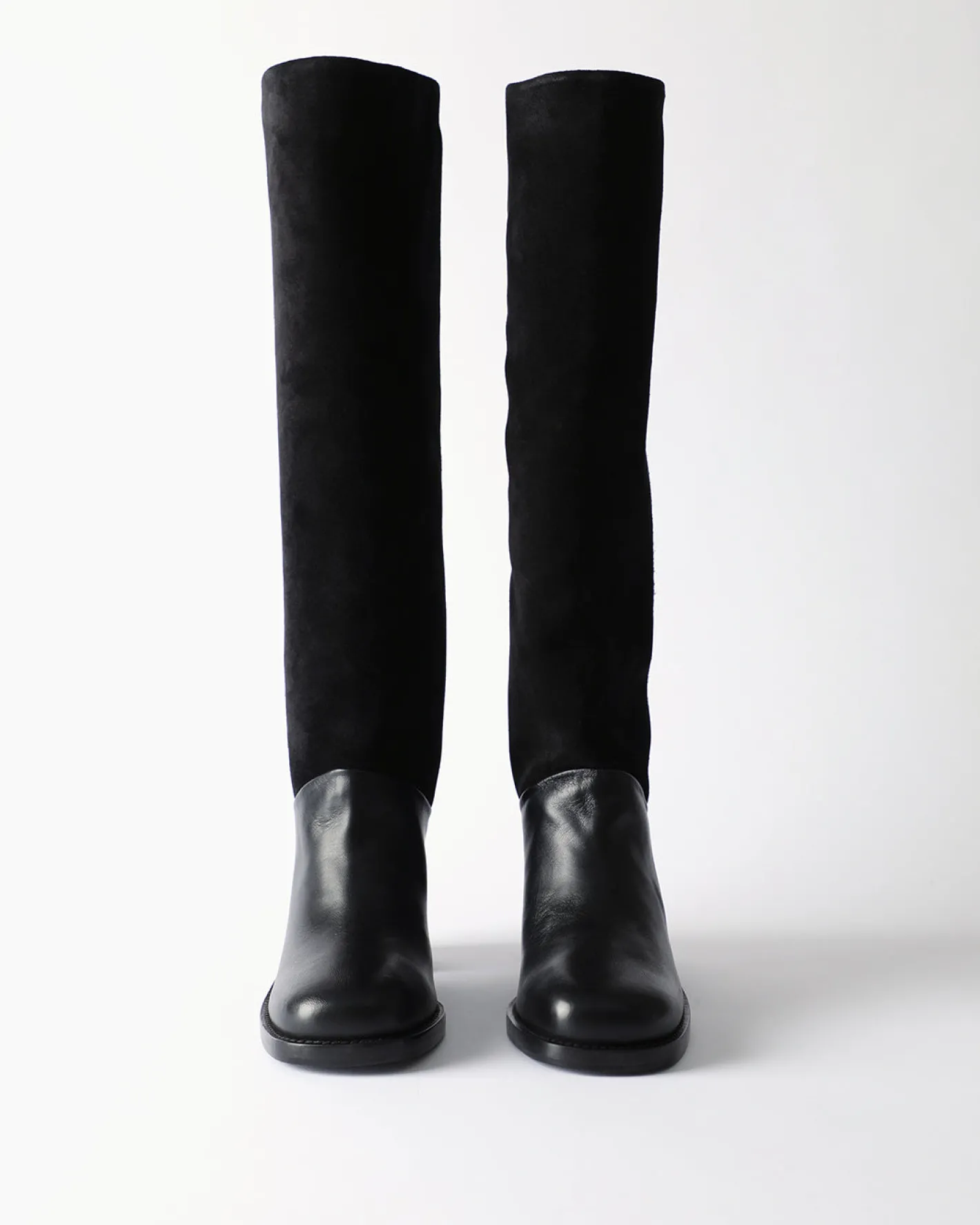 Fashion Shania Boots Suede and Leather Black Boots