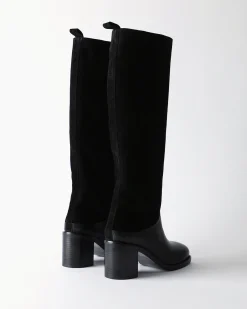 Fashion Shania Boots Suede and Leather Black Boots