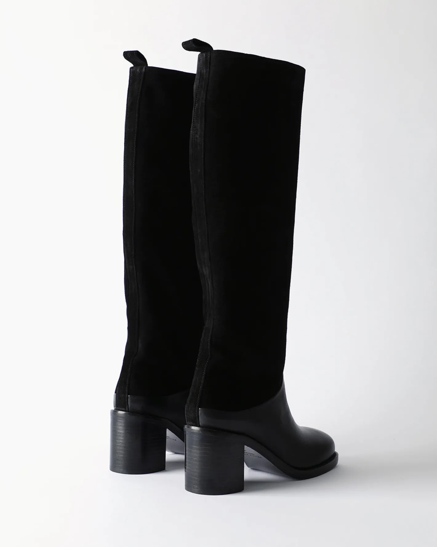 Fashion Shania Boots Suede and Leather Black Boots