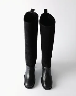 Fashion Shania Boots Suede and Leather Black Boots