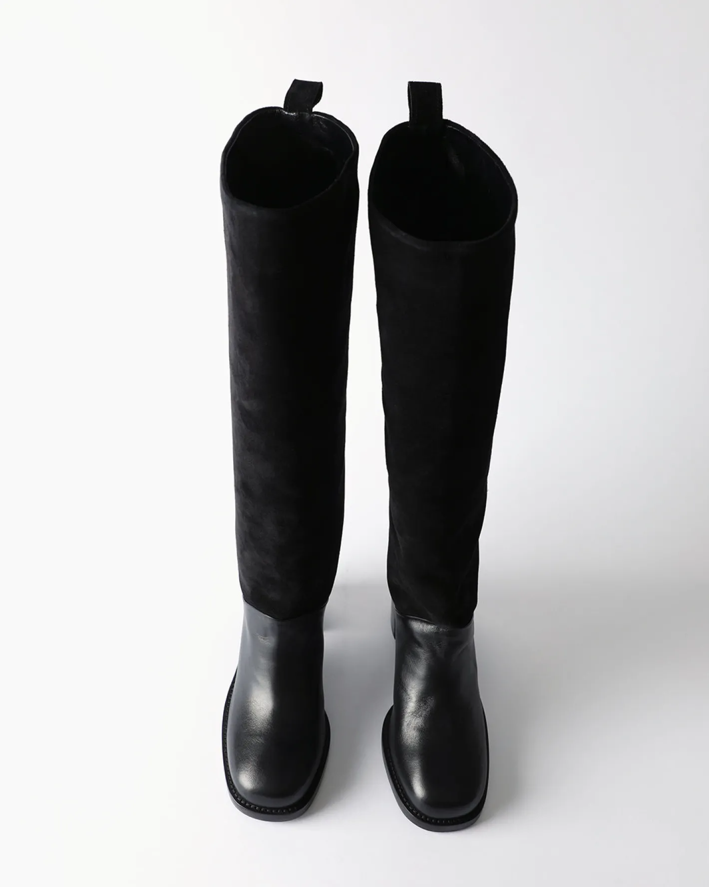 Fashion Shania Boots Suede and Leather Black Boots