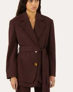 Discount Simone Jacket Wool Blend Twill Burgundy Tailoring | Jackets