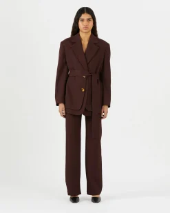 Discount Simone Jacket Wool Blend Twill Burgundy Tailoring | Jackets