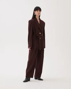 Discount Simone Jacket Wool Blend Twill Burgundy Tailoring | Jackets
